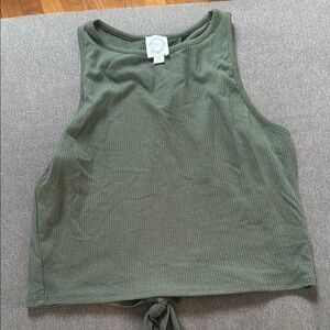 Francesca's Collections Olive Ribbed Tank Top